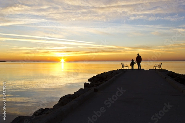 Obraz padre e hijo amanecen