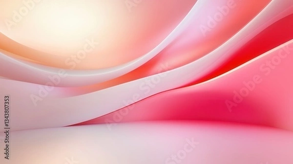 Obraz Smooth, glossy pink lines curve and converge, creating a tunnel like effect in an abstract background