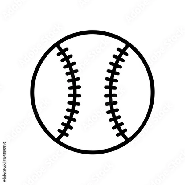 Fototapeta Baseball ball vector  icon isolated on transparent background , thin line. Equipment for professional american sport. Symbol of play, team, game and competition, recreation