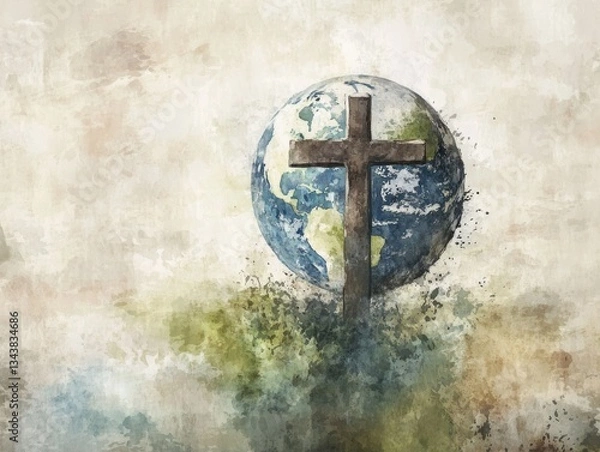 Obraz Cross on Globe