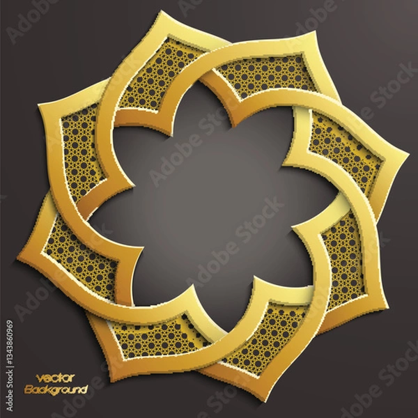 Obraz Abstract 3D round infographic golden shape with arabesque design