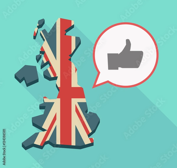 Obraz Long shadow UK map with a thumb up hand