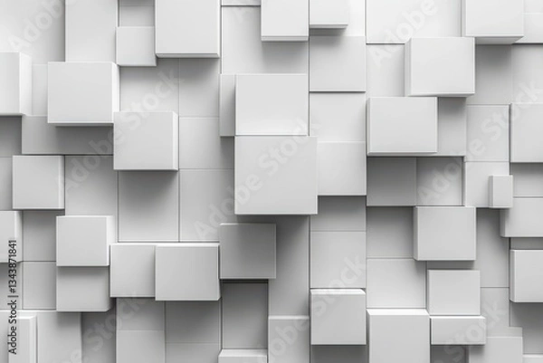 Fototapeta Abstract White Cube Background Texture of Three Dimensional Geometric Shapes
