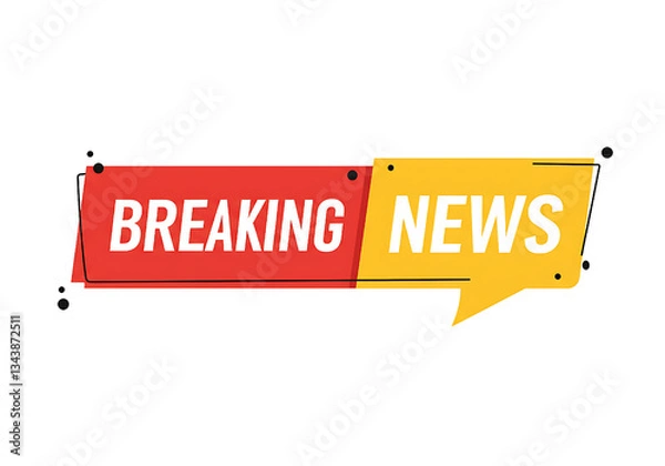 Obraz Breaking News Banner with Red and Blue Speech Bubble Design