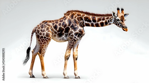 Obraz Majestic Giraffe Standing Gracefully Against a Minimalist Background in a Serene Setting