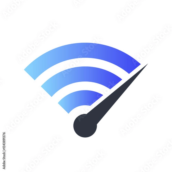 Fototapeta Fast WiFi icon. Speed test. High speed wireless internet. WiFi with arrow sign.