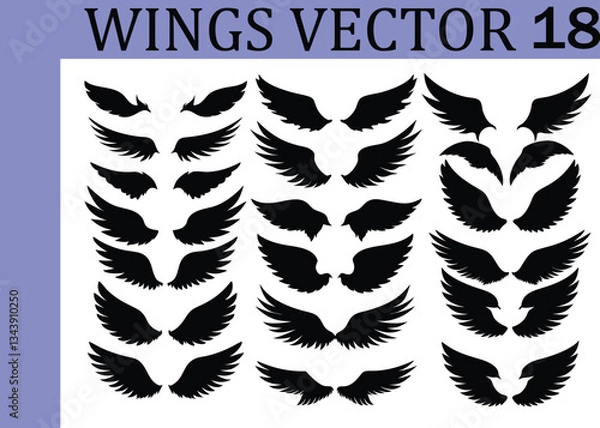 Obraz Versatile Wings Vector Pack – From Tribal to Realistic Bird Wings.