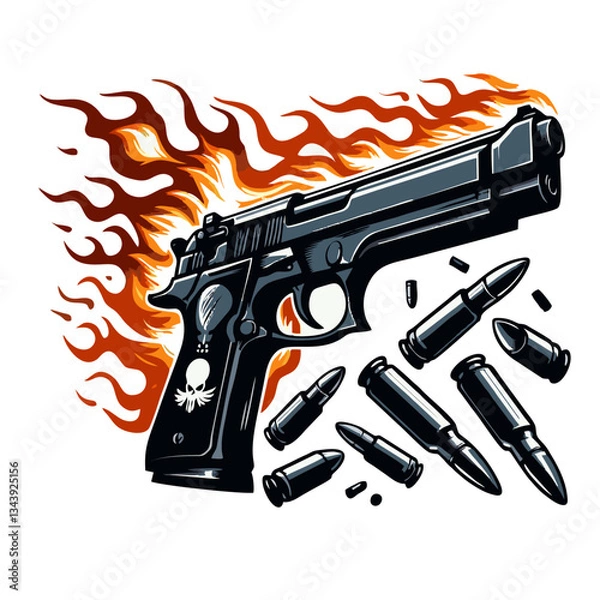 Obraz gun and fire vector logo