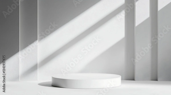 Fototapeta white tone color background with small podium, 화이트, 단상, 포디움 14