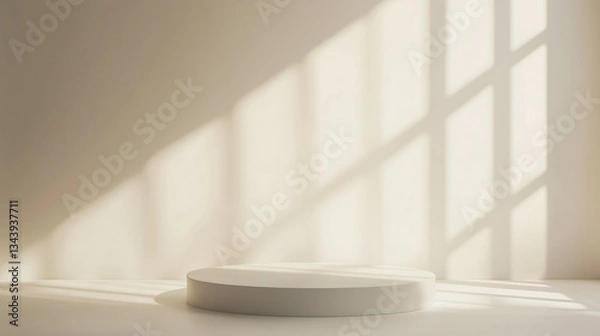 Fototapeta Warm background with small podium, 따뜻한, 베이지, 웜톤, 단상, 포디움 0