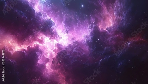 Fototapeta A Beautiful View of a Colorful Glowing Nebula in Space