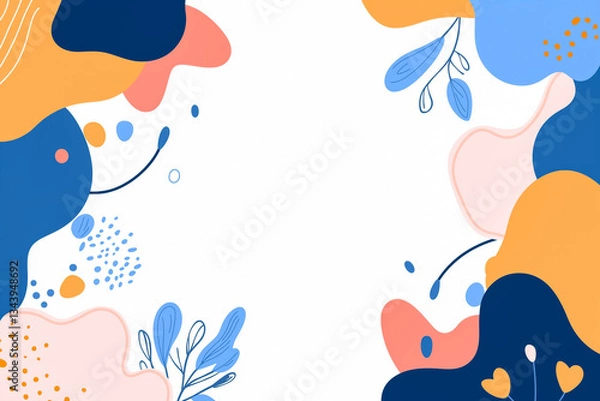 Fototapeta Abstract Colorful Shapes and Floral Border