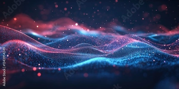 Obraz Abstract digital wave forms with particles
