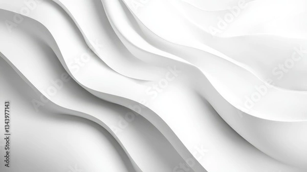 Fototapeta Modern white wave background with flowing shapes, a smooth gradient, and a luxurious minimal feel.