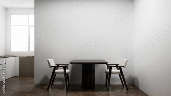 Fototapeta mockup table bar on set kitchen shaped modern style concept. 3d rendering