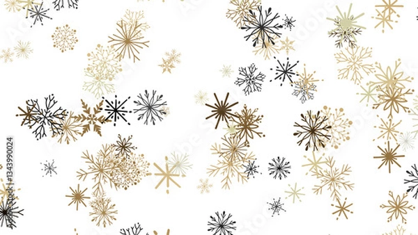 Fototapeta Sparkling Snowfall: Dynamic 3D Illustration of Falling Christmas Snowflakes