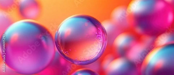 Obraz Vibrant Gradient Spheres Abstract Background in 3D Digital Art Style