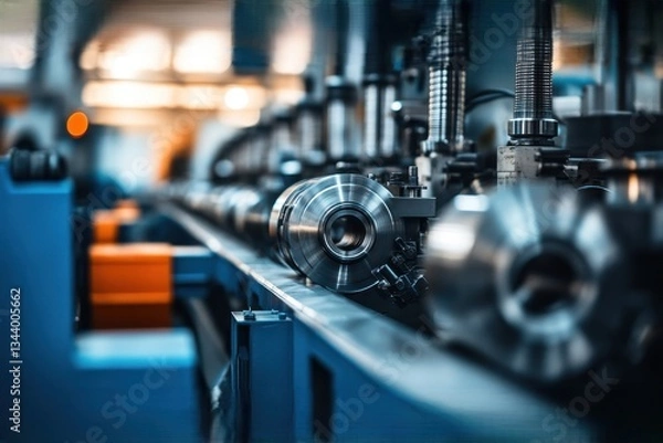 Fototapeta Industrial Manufacturing Equipment in Modern Factory Setting