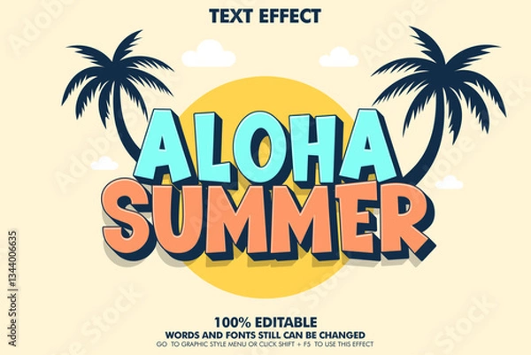 Fototapeta Editable text effect of aloha summer