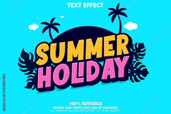 Fototapeta Summer holiday editable text effect with summer background