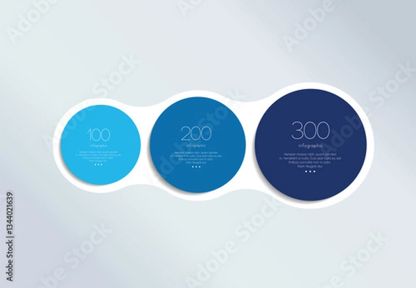 Fototapeta Three steps elements bubble chart, scheme, diagram. Infographic template.