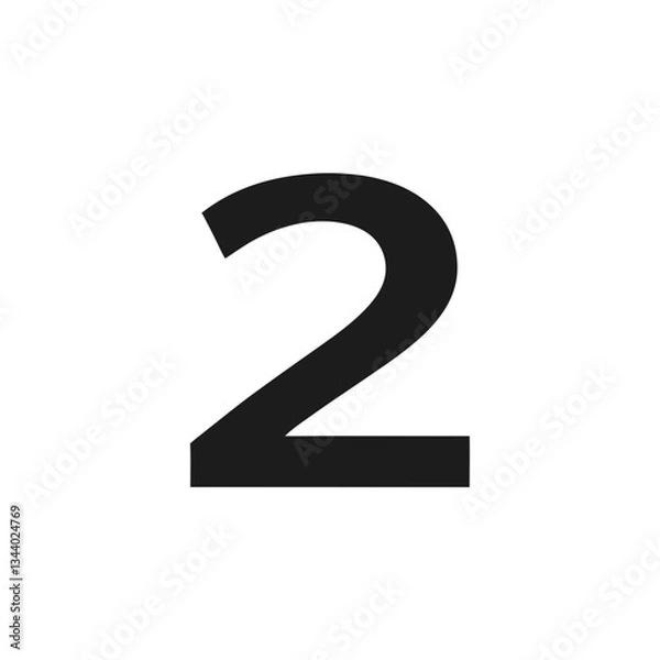Fototapeta a simple number "2" in a bold, modern typeface, presented against an isolated backdrop vector illustration