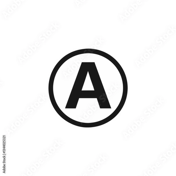 Fototapeta a capital letter "A" icon in a black circle, vector illustration