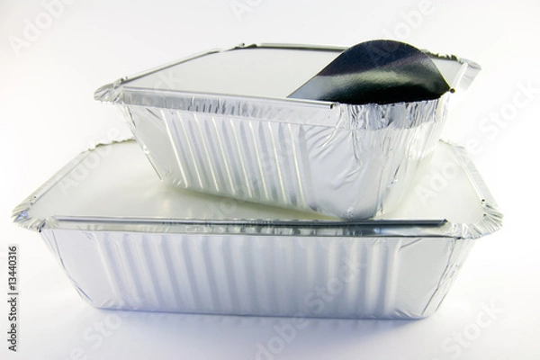 Obraz One rectangle and one square partly opened catering trays