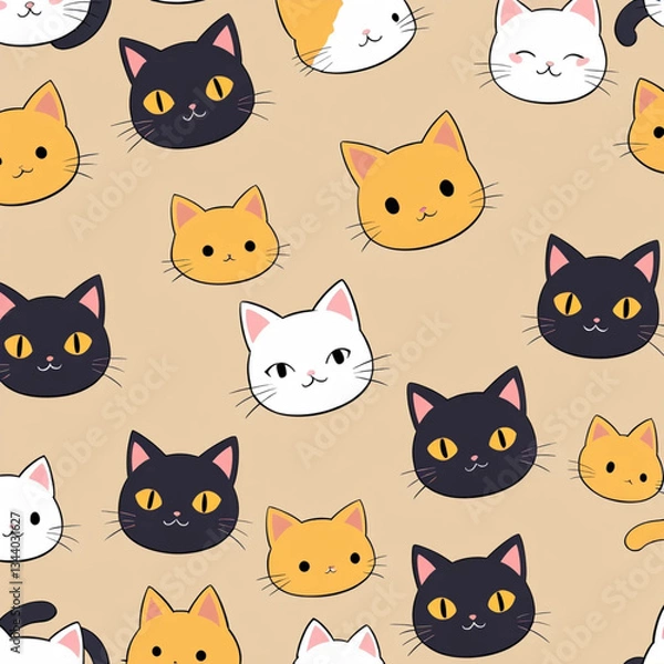 Fototapeta seamless pattern with cats
