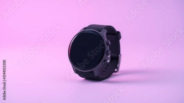 Fototapeta Modern Smartwatch on Pink Gradient Background for Technology Concept