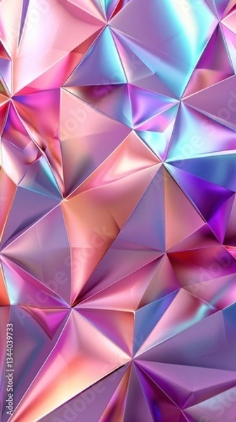 Fototapeta Abstract iridescent polygonal surface texture background