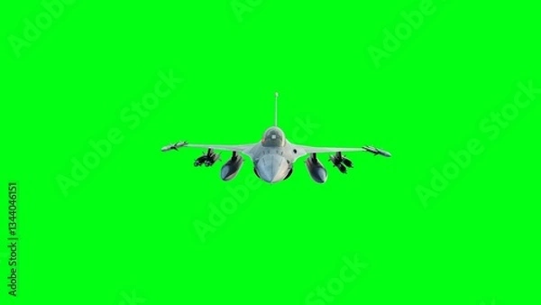 Fototapeta Military fighter jet F-16. green screen isolate. 3d rendering.