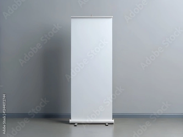 Fototapeta Blank mockup of Retractable Roller Banner Pop up. Trade show Exhibition Isolated background. For Marketing and Promotional Presentation Templates
