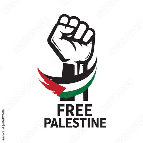 Obraz Support the Free Palestine movement with this powerful raised fist design. Ideal for activism, human rights campaigns, and political art. Get it today!