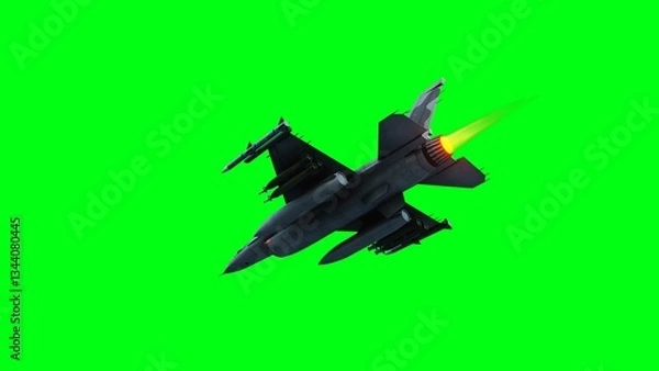 Fototapeta Military fighter jet F-16. green screen isolate