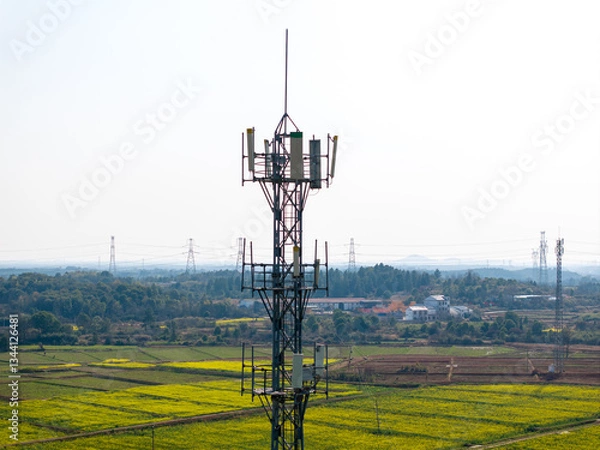 Obraz 5G communication signal tower erected in the countryside