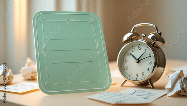 Fototapeta Mint Green Rectangular Reminder Sticky Note Isolated on White Background

