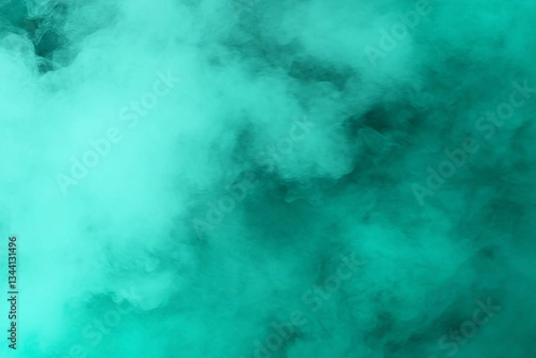 Fototapeta Ethereal aqua smoke swirling in a mystical atmosphere, creating a dreamlike background effect