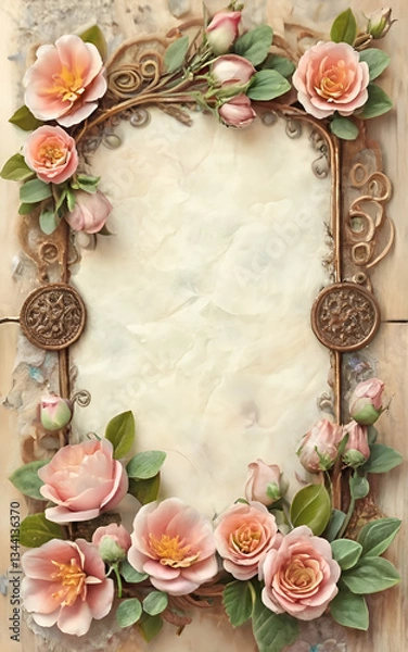 Fototapeta  Copy space Vintage  invitation Card design ,greeting cards elegant wonderful 3d style. Colorful with white background, space for text.