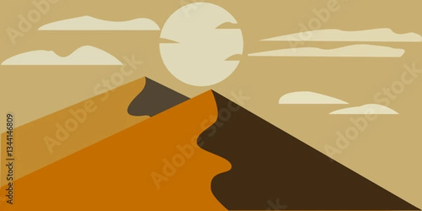 Obraz a flat illustration of a mountain with a cloud in the sky