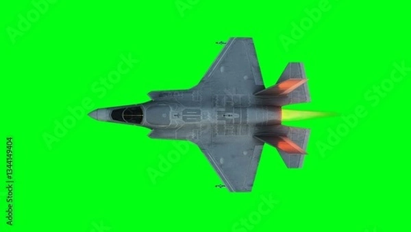 Fototapeta Military fighter jet F-35. green screen isolate. 3d rendering.