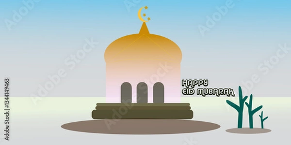 Obraz Happy Eid Mubarak greetings, with mosque logo