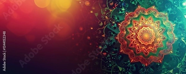 Fototapeta Intricate Ornamental Mandala Design with Vibrant Warm and Cool Color Tones