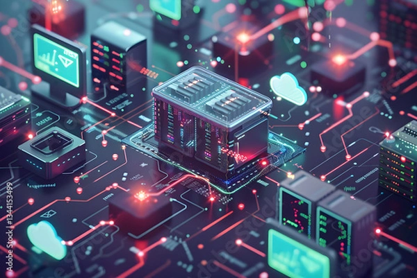 Fototapeta Illustration of Virtual Machine High Availability in a Network Infrastructure Environment