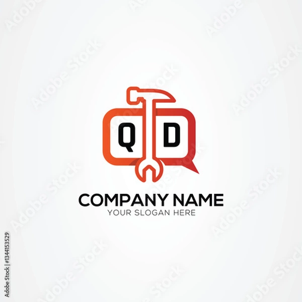 Fototapeta Services Icon or Chat Logo With Letter QD Logo Isolated Vector Illustration