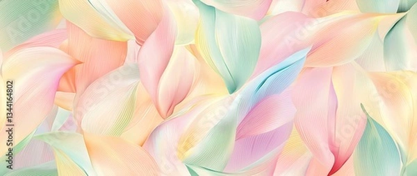 Fototapeta Pastel color tropical leaves seamless pattern