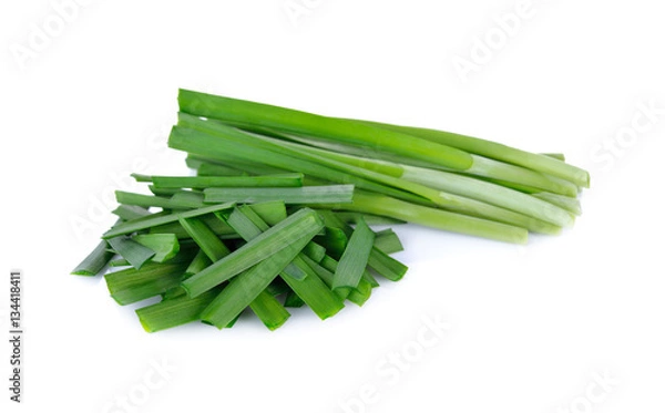 Obraz fresh chinese chives on white background