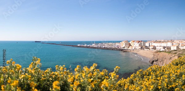 Obraz Panorama de la digue Richelieu et de la plagette au Cap d'Agde