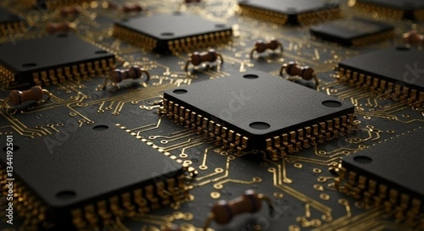 Obraz Advanced Microchip Circuit Board: High-Tech Semiconductor Technology for Electronics Innovation and Development