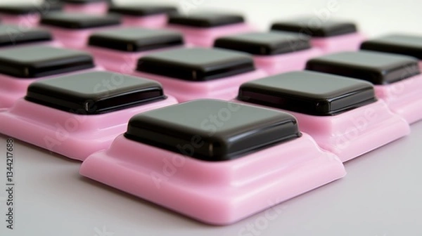 Fototapeta Square patterned pink and black game tiles, background